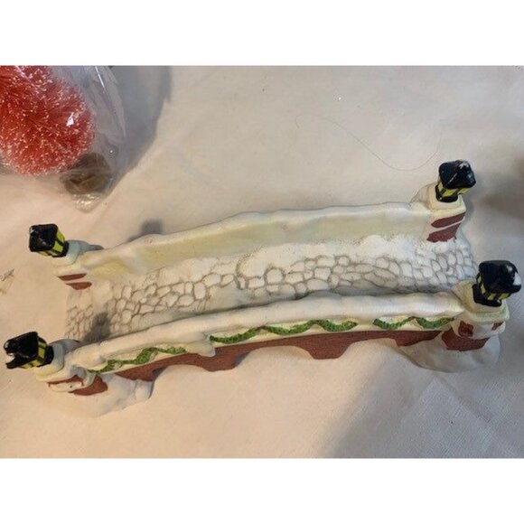 Vintage Hand-Painted Ceramic Christmas Village Set with Bridge Children Horse & - Picture 7 of 9